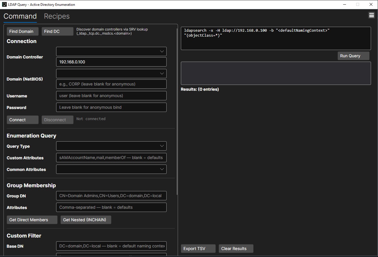 LDAP Query Window: Active Directory Enumeration from a Focused Interface