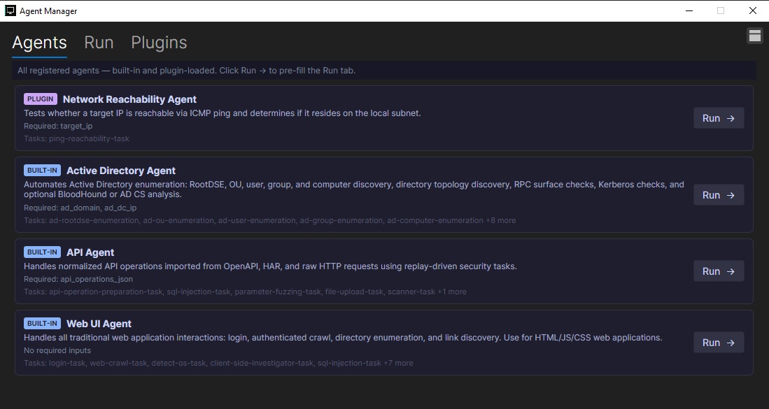 Agent Manager: Viewing, Loading, and Running Framework Agents